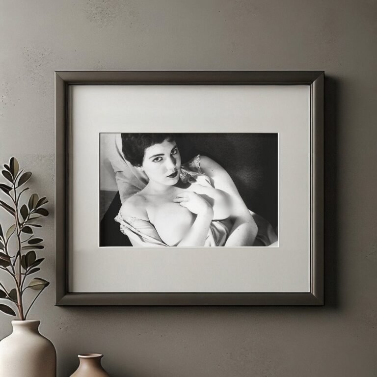 Pin-Up & Glamour Reclining Boudoir Portrait with Dramatic Angled Composition 4x6 Photo Print