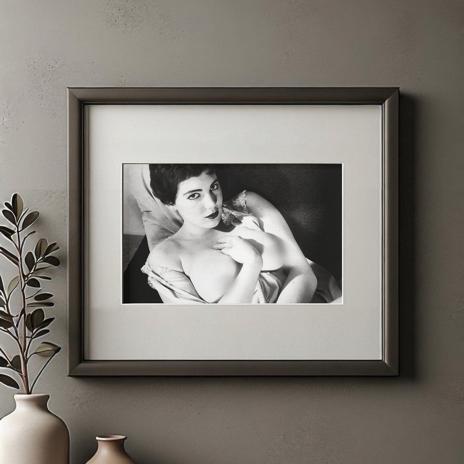 Pin-Up & Glamour Reclining Boudoir Portrait with Dramatic Angled Composition 4x6 Photo Print