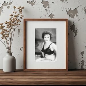 Pin-Up & Glamour Black Bra Studio Portrait with Direct Vintage Glamour Presence 4x6 Photo Print