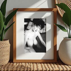 Pin-Up & Glamour Seated Tousled-hair Boudoir Portrait with High Contrast 4x6 Photo Print