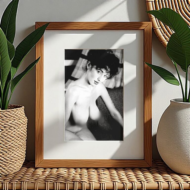 Pin-Up & Glamour Seated Tousled-hair Boudoir Portrait with High Contrast 4x6 Photo Print
