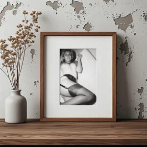 Pin-Up & Glamour Reclining Stockings Pose with Angled Studio Composition 4x6 Photo Print