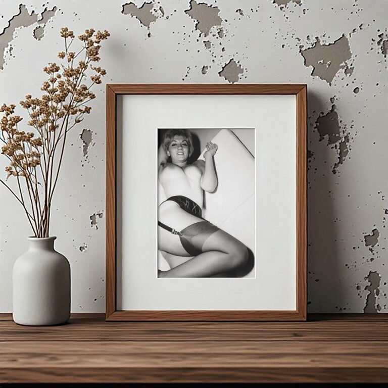 Pin-Up & Glamour Reclining Stockings Pose with Angled Studio Composition 4x6 Photo Print