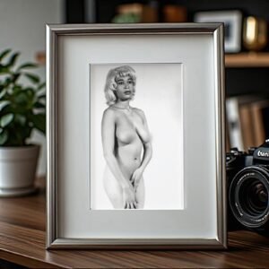 Pin-Up & Glamour Standing Figure Study with Clean White Backdrop 4x6 Photo Print