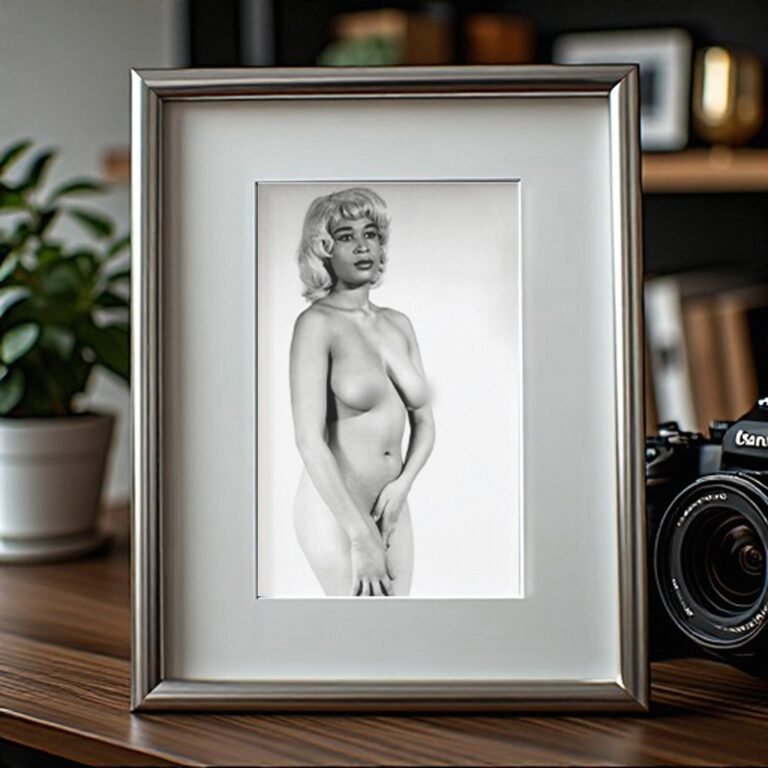 Pin-Up & Glamour Standing Figure Study with Clean White Backdrop 4x6 Photo Print