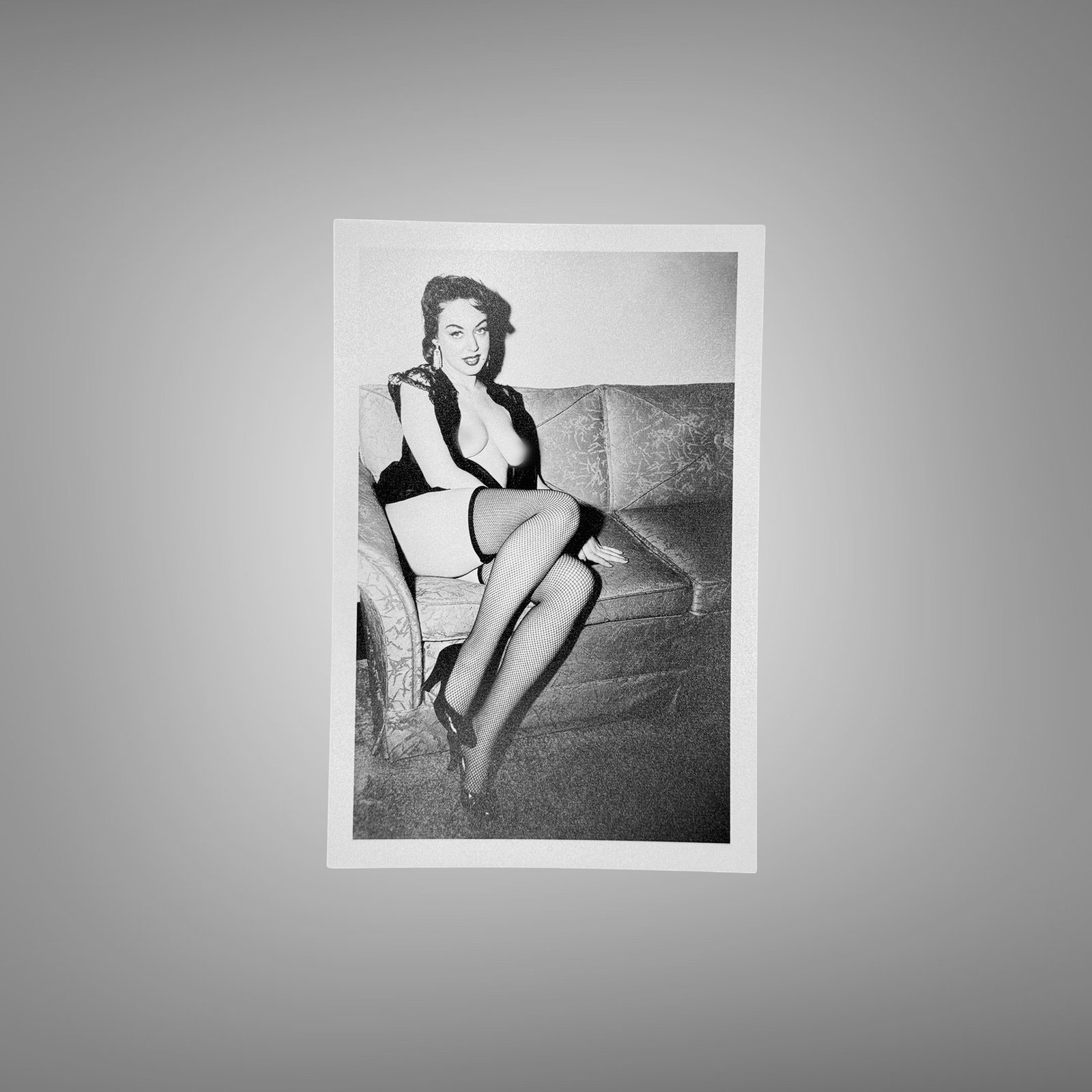 Pin-Up & Glamour Couch and Stocking Pin-Up Pose in Classic Black and White 4x6 Photo Print