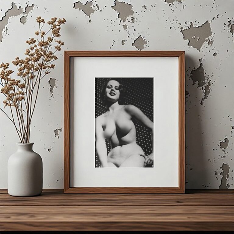 Pin-Up & Glamour Polka-dot Backdrop Glamour Portrait with Dramatic Studio Light 4x6 Photo Print
