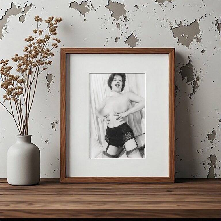 Pin-Up & Glamour Garter and Corset Studio Pose with Confident Stance 4x6 Photo Print
