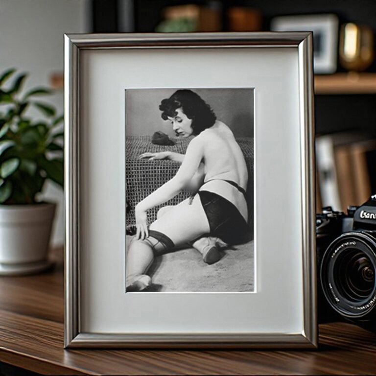 Pin-Up & Glamour Seated Floor Glamour Pose with Soft Shadowed Backdrop 4x6 Photo Print