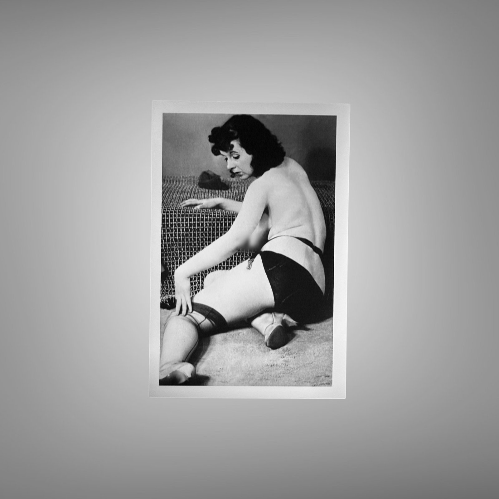 Pin-Up & Glamour Seated Floor Glamour Pose with Soft Shadowed Backdrop 4x6 Photo Print