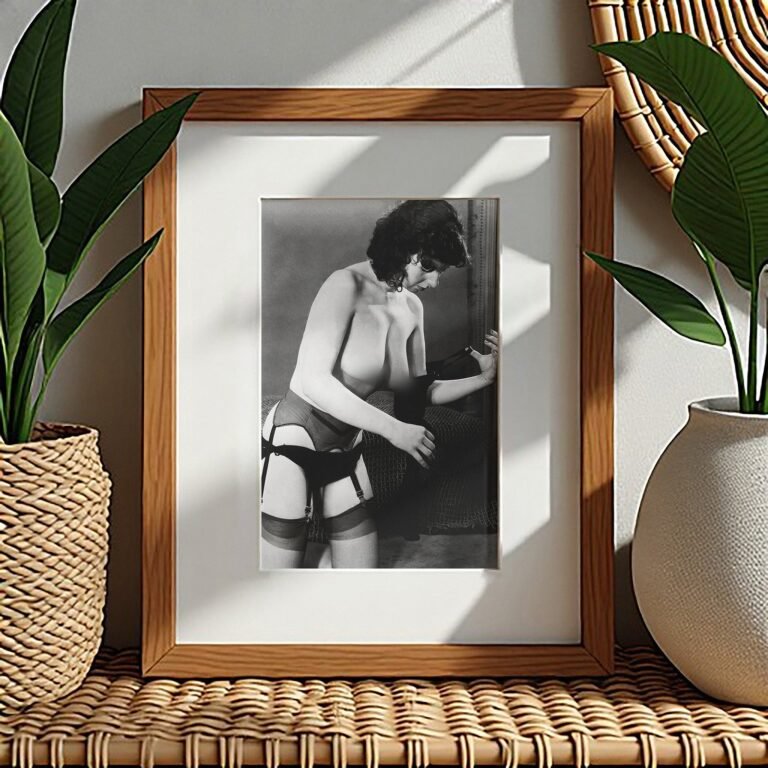 Pin-Up & Glamour Seated Stocking Studio Pose with Classic Glamour Styling, Studio Poise, and Pin-Up 4x6 Photo Print