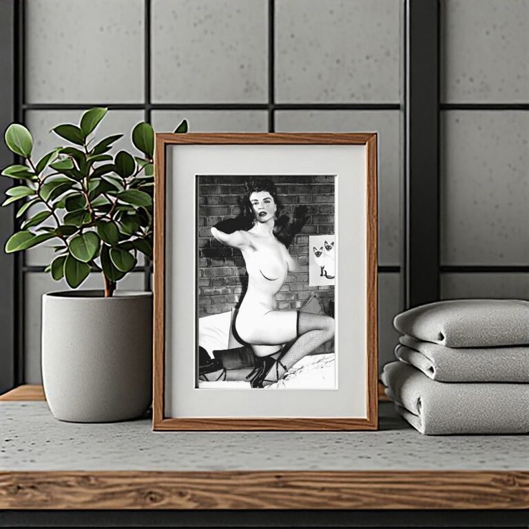 Pin-Up & Glamour Studio Smile Stocking Pose with Classic Glamour Styling, Studio Poise, and Pin-Up 4x6 Photo Print
