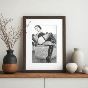 Pin-Up & Glamour Feather Fan Cabaret Portrait with Classic Glamour Styling, Studio Poise, and Pin-Up 4x6 Photo Print
