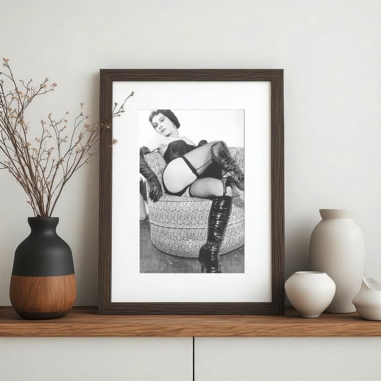 Pin-Up & Glamour Feather Fan Cabaret Portrait with Classic Glamour Styling, Studio Poise, and Pin-Up 4x6 Photo Print