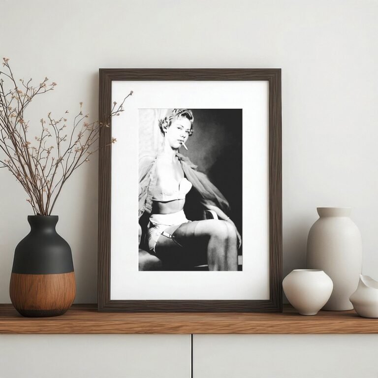 Pin-Up & Glamour Mirror Side Studio Portrait with Classic Glamour Styling, Studio Poise, and Pin-Up 4x6 Photo Print