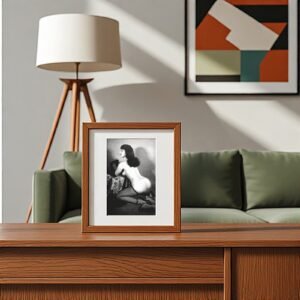 Pin-Up & Glamour Dark-haired Reclining Stockings Pose with Polished Black-and-white Contrast 4x6 Photo Print