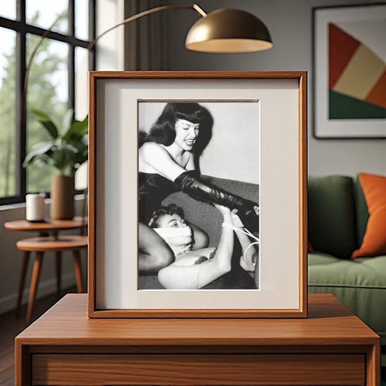 Pin-Up & Glamour Dark-haired Reclining Chair Composition with Polished Black-and-white Contrast 4x6 Photo Print