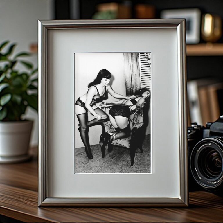 Pin-Up & Glamour Dark-haired Chair-side Room Scene with Polished Black-and-white Contrast 4x6 Photo Print