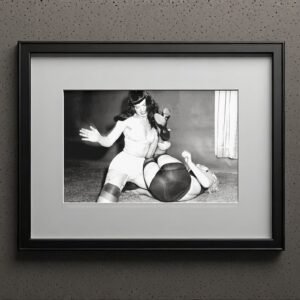 Pin-Up & Glamour Dark-haired Reclining Bed Pose with Polished Black-and-white Contrast 4x6 Photo Print
