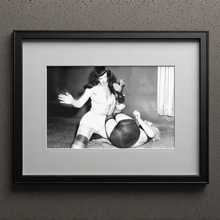 Pin-Up & Glamour Dark-haired Reclining Bed Pose with Polished Black-and-white Contrast 4x6 Photo Print