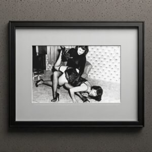 Pin-Up & Glamour Dark-haired Two-model Boudoir Room Scene with Polished Black-and-white Contrast 4x6 Photo Print