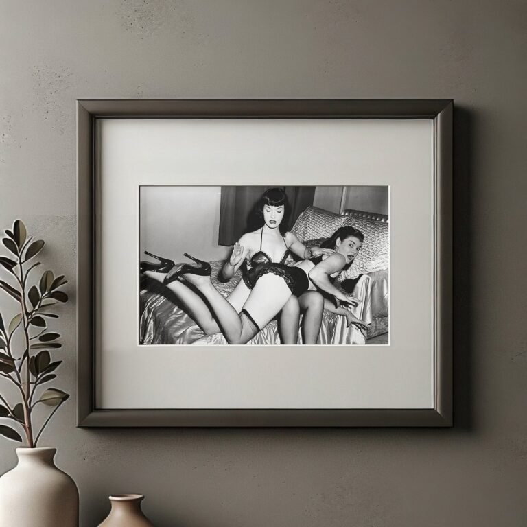 Pin-Up & Glamour Dark-haired Group Stockings Studio Scene with Polished Black-and-white Contrast 4x6 Photo Print
