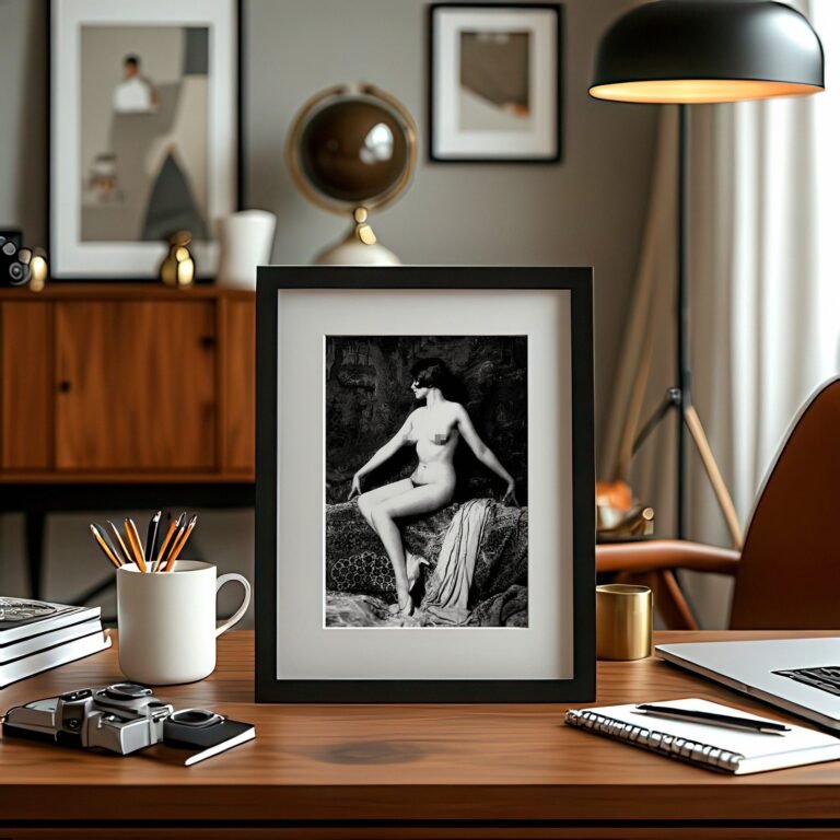 Boudoir & Cabaret Reclining Patterned Backdrop Figure 4x6 Photo Print