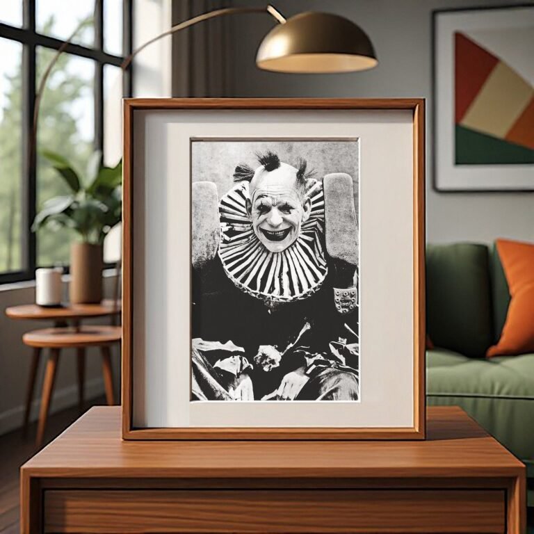 Pin-Up & Glamour Clown Ruff Portrait with Eerie Sideshow Character 4x6 Photo Print