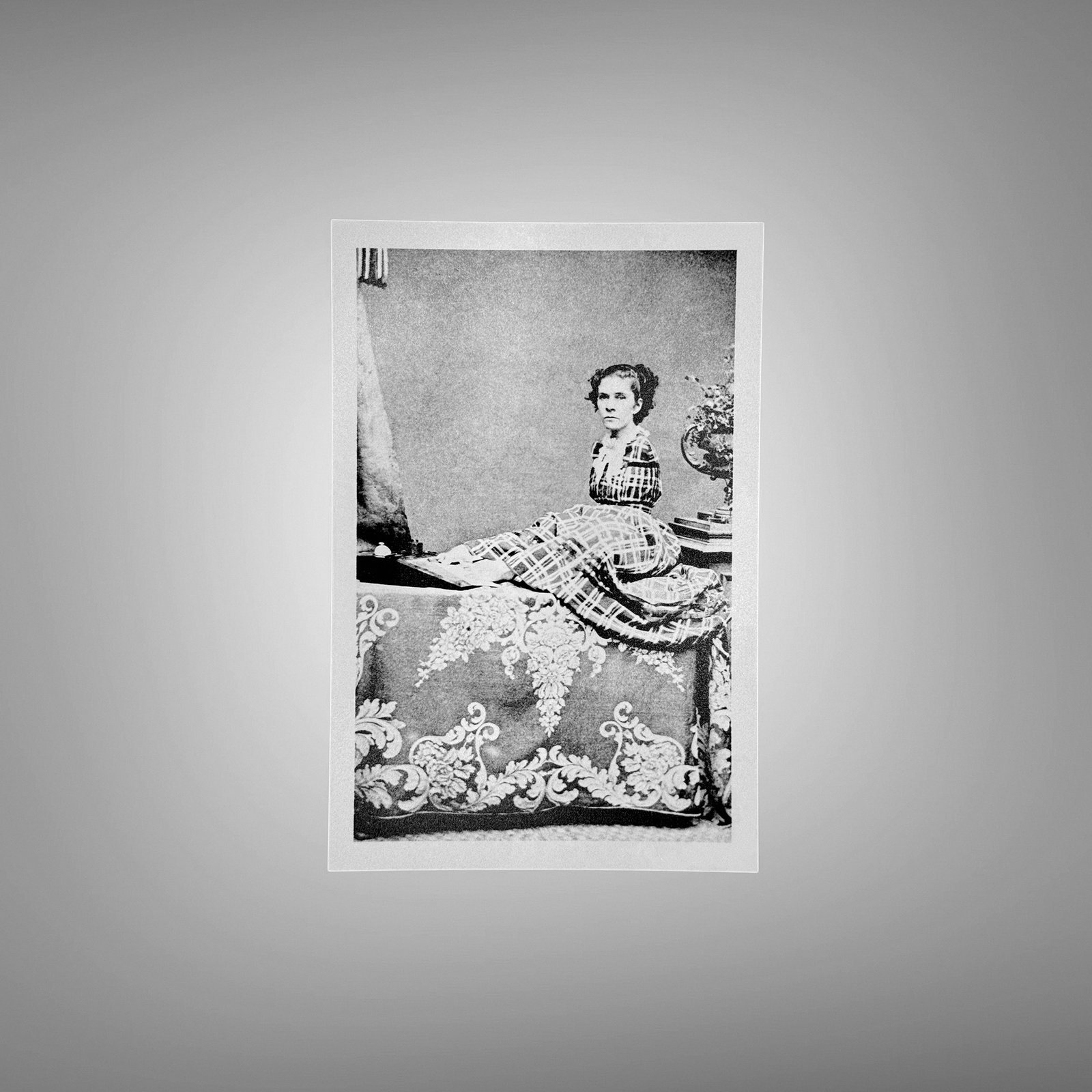 Pin-Up & Glamour Costumed Woman Seated On a Bed in Parlor-style Setting 4x6 Photo Print