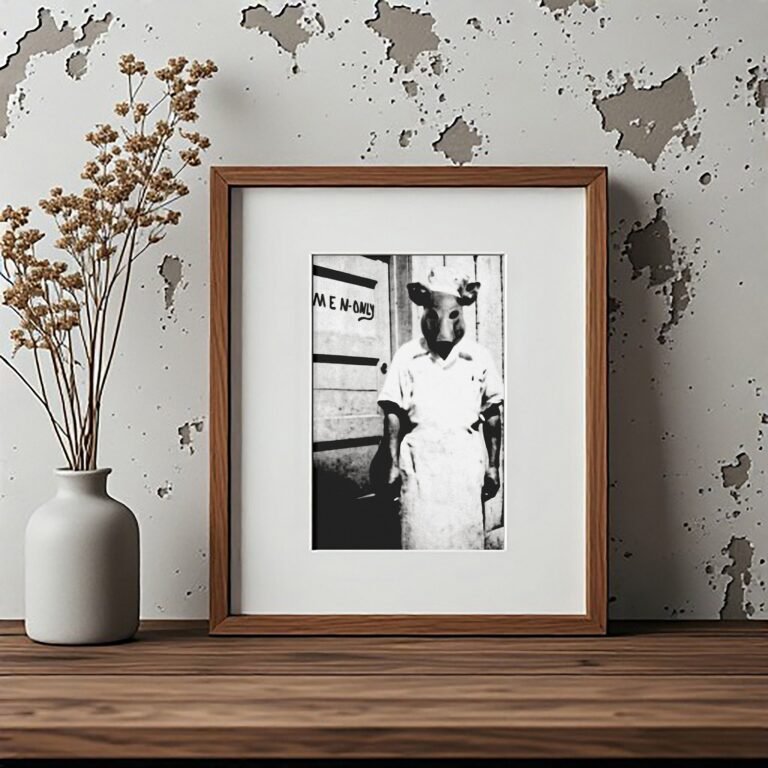 Pin-Up & Glamour Masked Animal-headed Figure in a Stark Vintage Street-style Scene 4x6 Photo Print