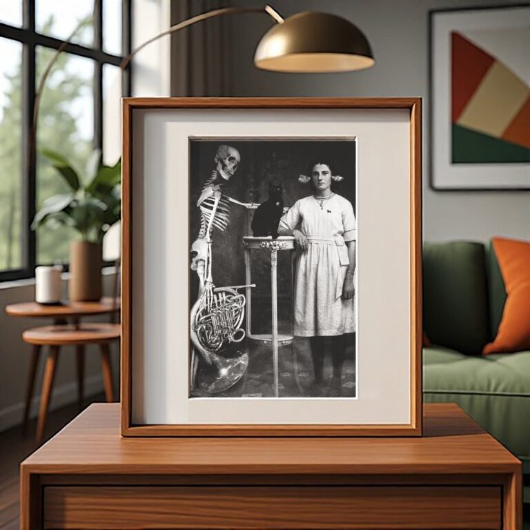 Pin-Up & Glamour Medical Skeleton Classroom Portrait with Standing Woman 4x6 Photo Print
