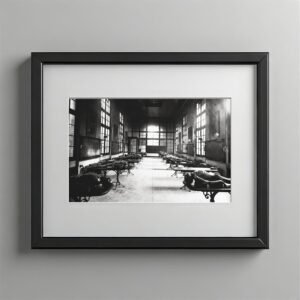 Pin-Up & Glamour Empty Industrial Corridor with Deep Perspective and Gritty Tone 4x6 Photo Print