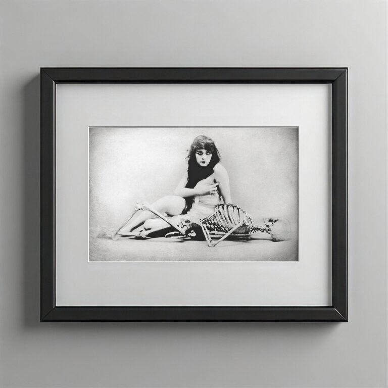 Pin-Up & Glamour Reclining Skeleton-themed Pin-Up Composition 4x6 Photo Print