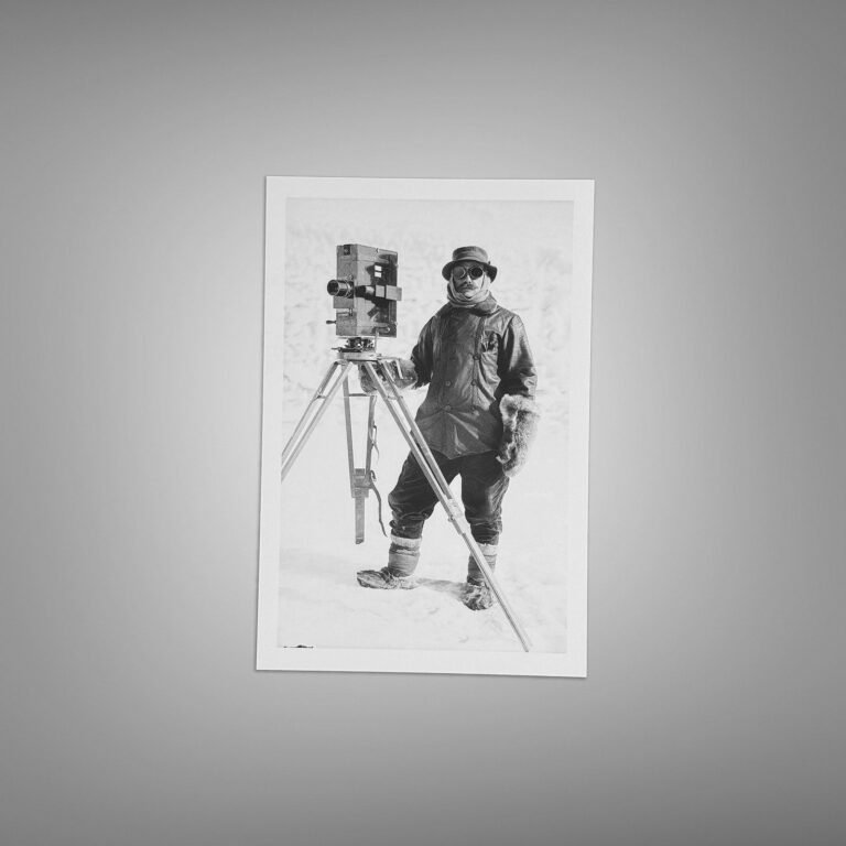 Pin-Up & Glamour Snow-suited Photographer with Large Format Camera in Winter Scene 4x6 Photo Print