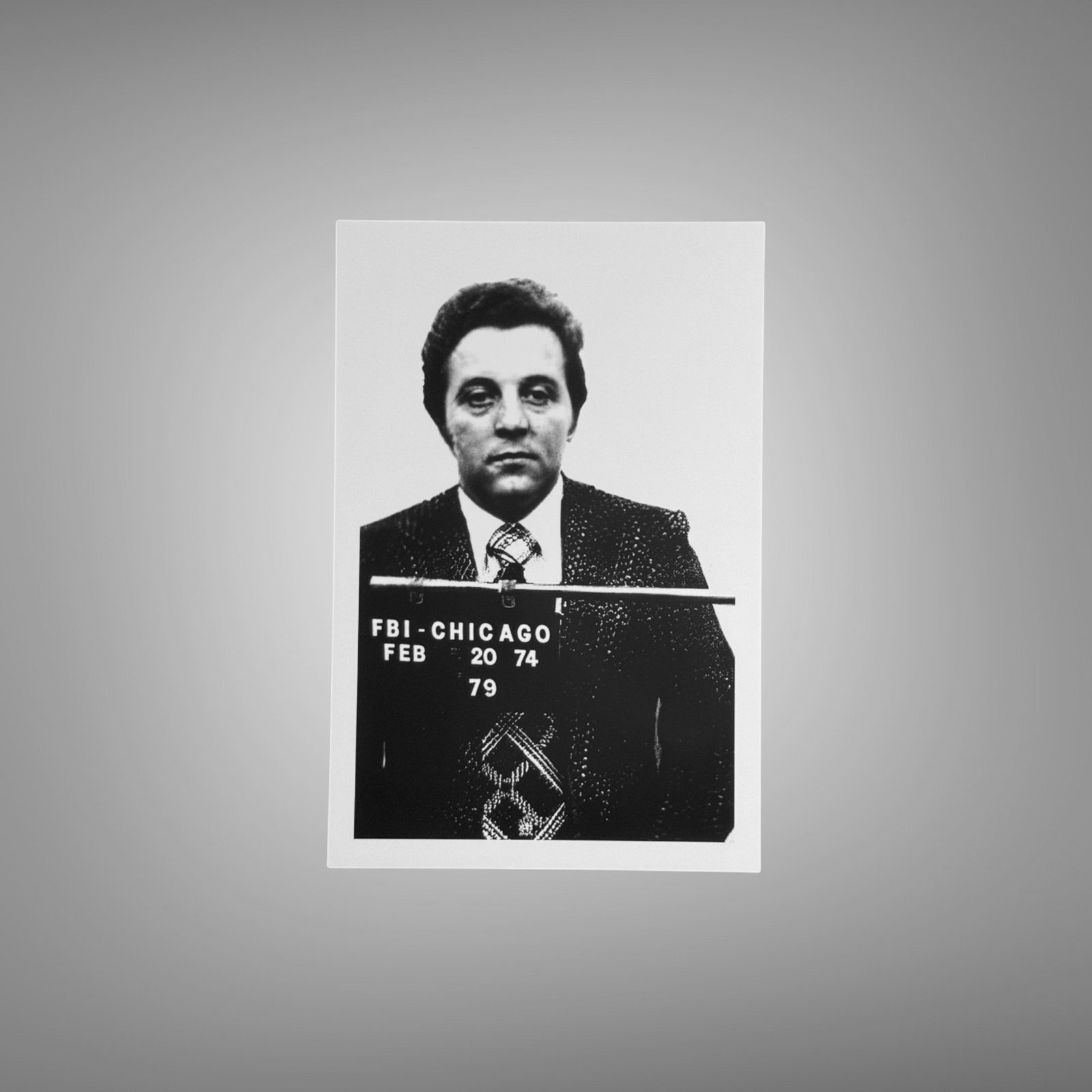 Pin-Up & Glamour Chicago Fbi Placard Portrait with High-contrast Suit-and-tie Look 4x6 Photo Print