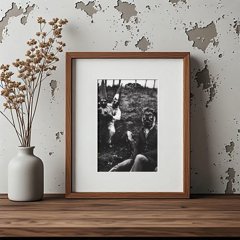 Pin-Up & Glamour Halloween Gathering with Costumed Figures and Strong Documentary Grain 4x6 Photo Print