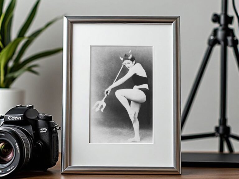 Pin-Up & Glamour Witchy Dancer Figure in a Bold Black-and-white Studio Pose 4x6 Photo Print