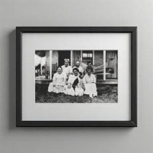 Pin-Up & Glamour Family or Group Scene On Porch with Dog-centered Composition 4x6 Photo Print