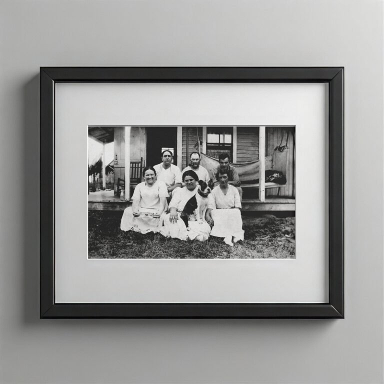 Pin-Up & Glamour Family or Group Scene On Porch with Dog-centered Composition 4x6 Photo Print