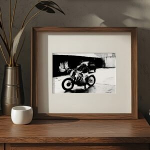 Pin-Up & Glamour Vintage Motorcycle Scene Beside a Building with Documentary Texture 4x6 Photo Print