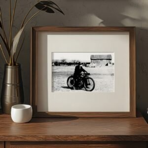 Pin-Up & Glamour Motorcyclist Riding Across an Open Landscape in Archival Tones 4x6 Photo Print