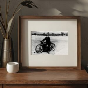 Pin-Up & Glamour Motorcycle Profile Scene with Rider and Rural Background 4x6 Photo Print