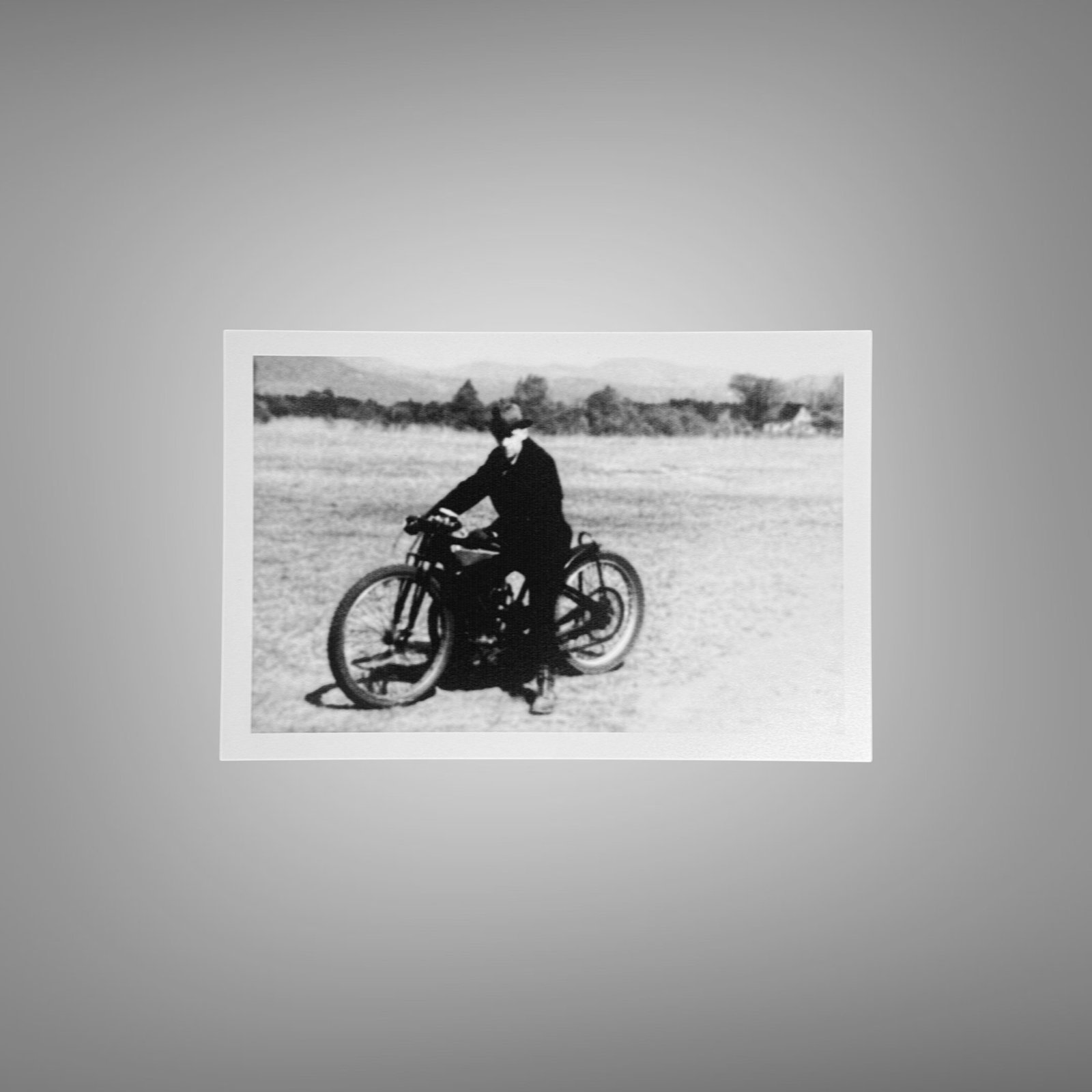 Pin-Up & Glamour Motorcycle Profile Scene with Rider and Rural Background 4x6 Photo Print