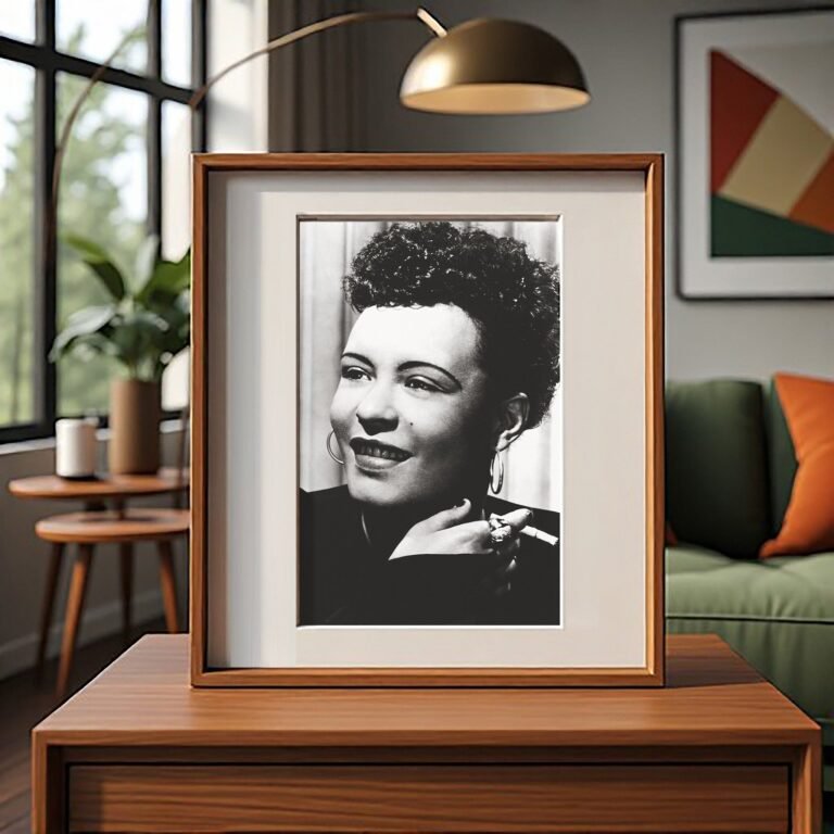 Music & Culture Close-up Jazz Singer Portrait with Expressive Black-and-white Lighting 4x6 Photo Print