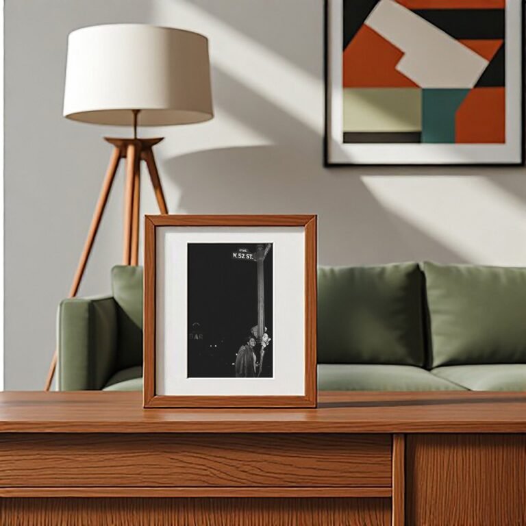 Music & Culture Dark Club Interior Scene with Small Figures Under a Street Sign 4x6 Photo Print
