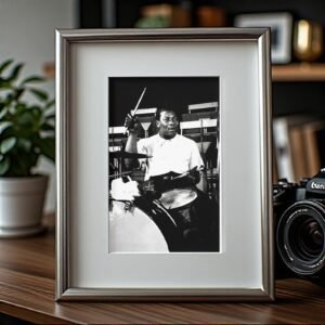 Music & Culture Drummer at Kit in a Candid Performance Photograph 4x6 Photo Print