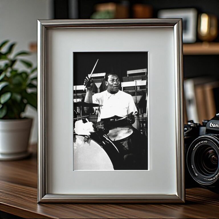 Music & Culture Drummer at Kit in a Candid Performance Photograph 4x6 Photo Print