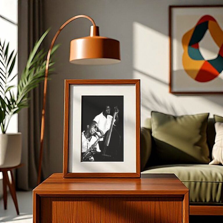 Music & Culture Saxophonist and Upright Bass Player in a Live-music Scene 4x6 Photo Print