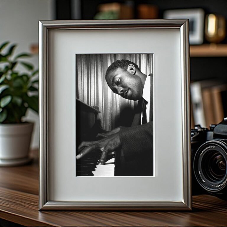 Music & Culture Pianist or Vocalist Leaning Into a Moody Studio Scene 4x6 Photo Print