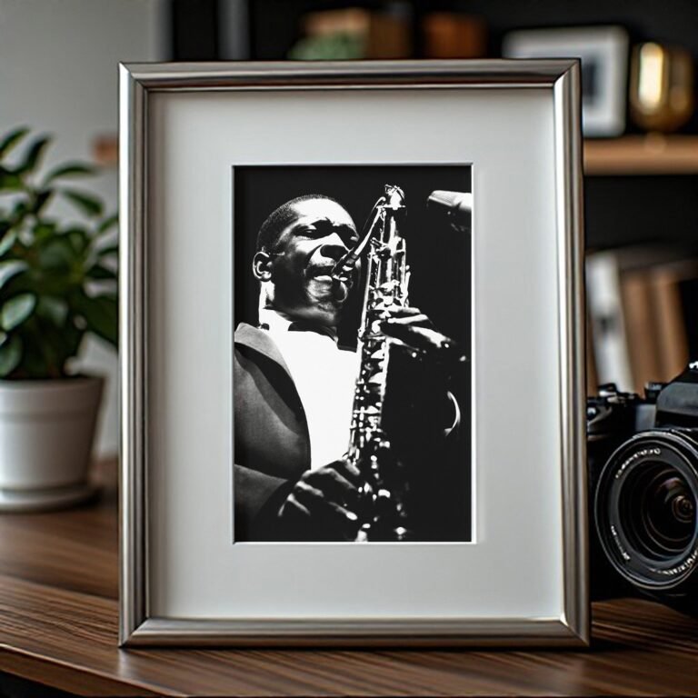 Music & Culture Saxophone Player in a Strong High-contrast Performance Portrait 4x6 Photo Print